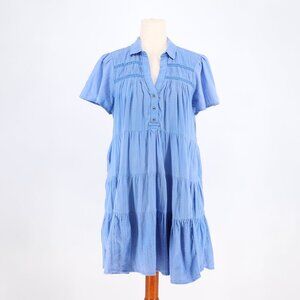 white christmas dresses Pilcro Long-Sleeve Denim Micro Mini Shirt Dress main image 0